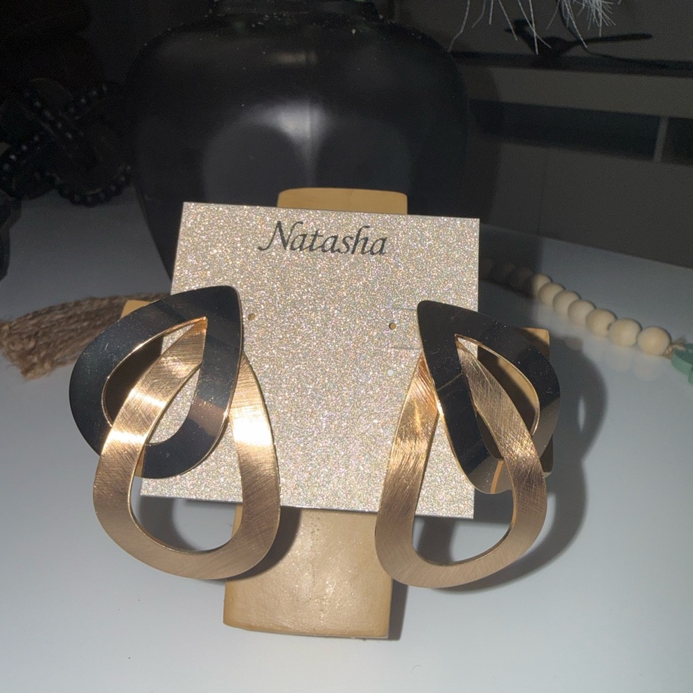 Natasha Couture Black and Gold Geometric Earrings